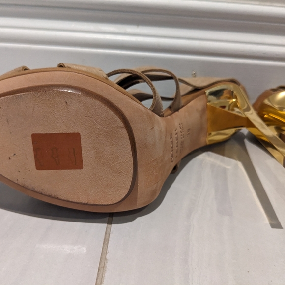 Herve Leger straps high heels Sandal Shoes in Beige with gold heel size 38 - Picture 6 of 10